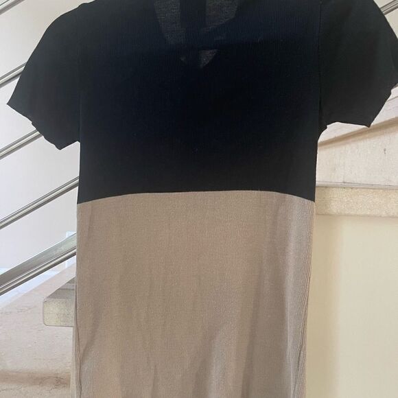 VINTAGE DOLCE & GABBANA BLACK & TAN KNIT SHORT SLEEVE TOP 44 EURO M/L - Picture 13 of 13